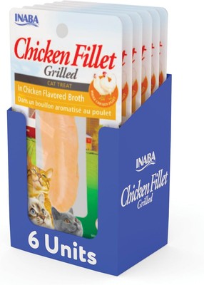 INABA Premium Hand-Cut Grilled Chicken Fillet Cat Treats Vitamin E 0.9Oz 10-Pack