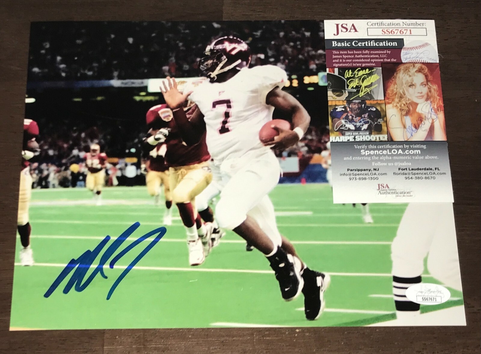 Mike Michael Vick Signed Autographed 8x10 Photo Virginia Tech Hokies JSA N2 
