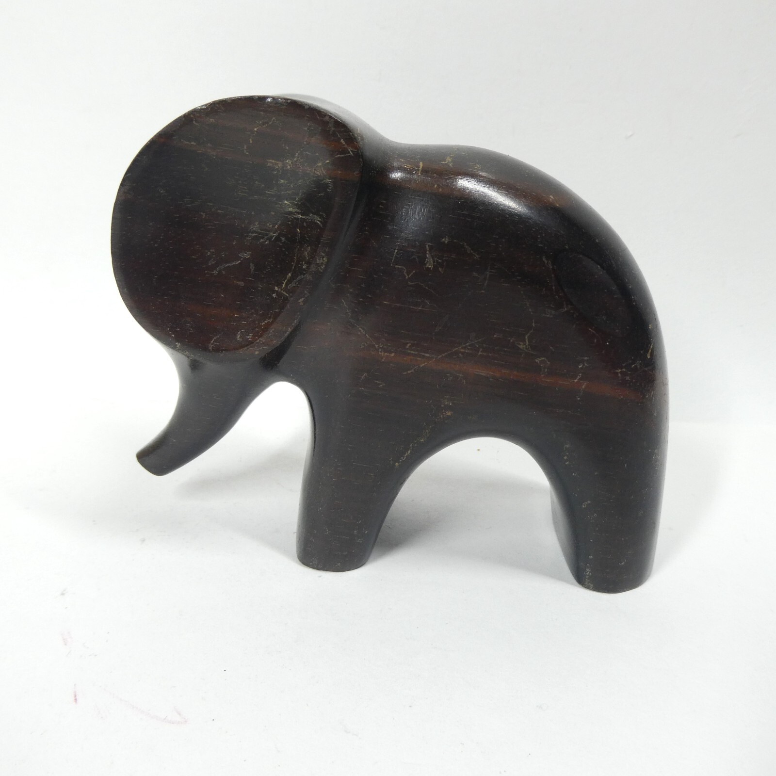 Carved Wooden Elephant Figurine 5" Long Modern MCM Vintage Philippines