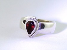 Pear Red Garnet PURE SOLID .925 Sterling Silver Ring Size 7.25 PSR64 CLOSEOUT