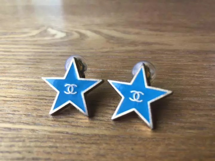 Vintage CHANEL Gold CC Logo Blue Star Shaped Clip-On Earrings Used From  Japan