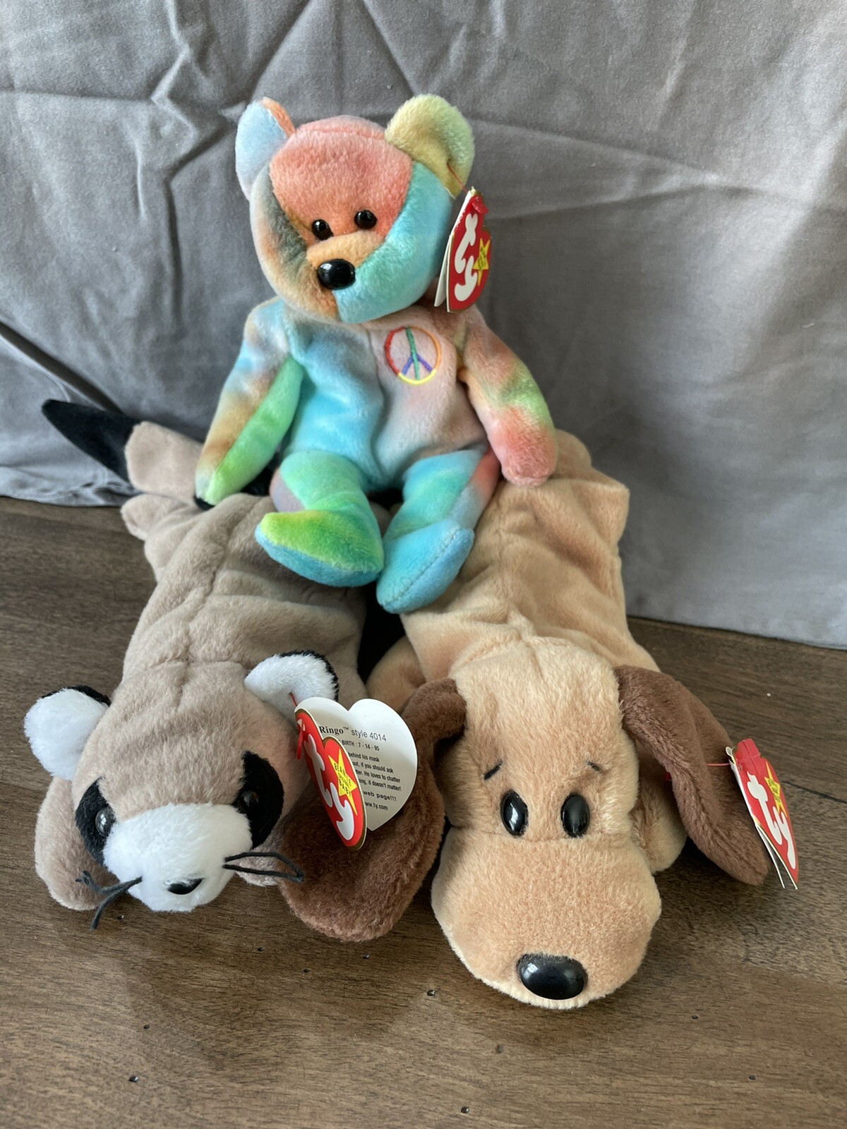 Ty Beanie Baby rare trio Peace, Ringo, Bones eBay
