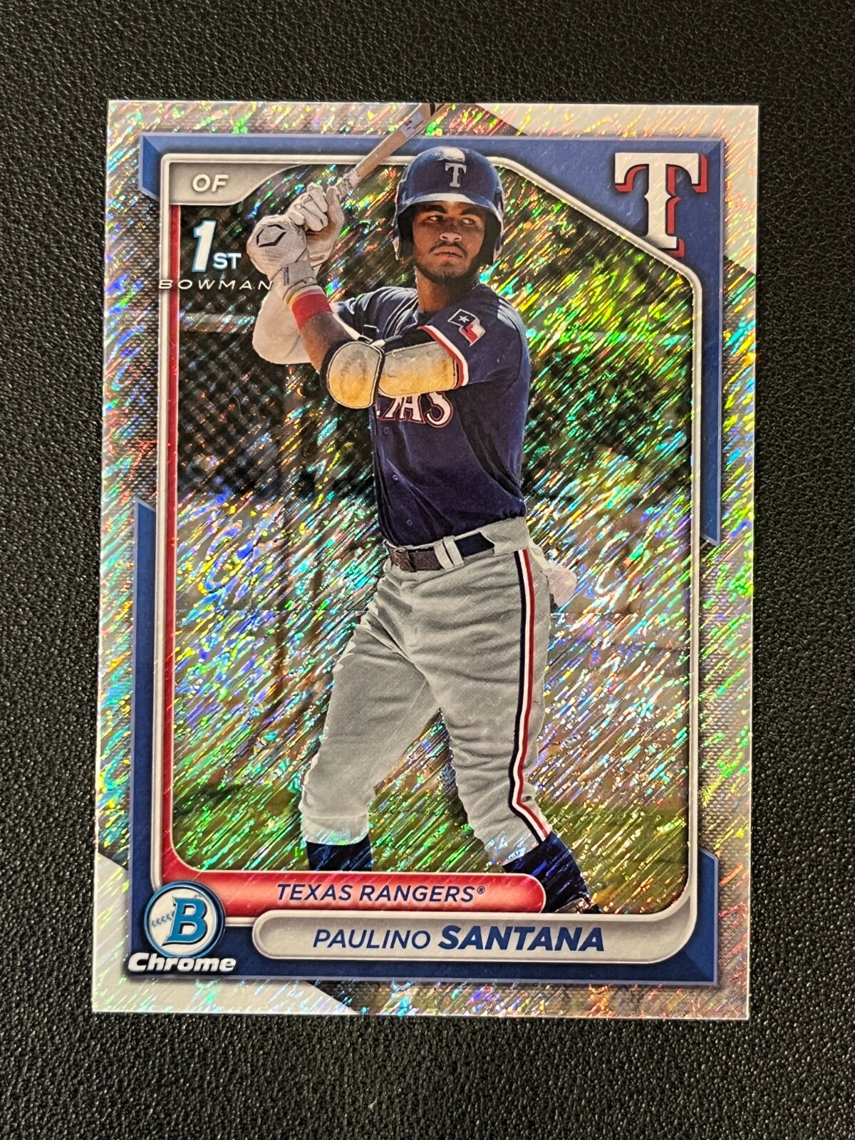 Paulino Santana 2024 Bowman Chrome 1st Shimmer Refractor Rangers
