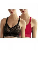 Image of BNWT - DKNY 2 Pack Lace Bralettes In Red And Black 