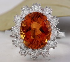 5.90Ct Natural Madeira Citrine and Diamond 14K Solid White Gold Ring