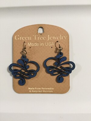Green Tree Earrings Small Calligraphy Style