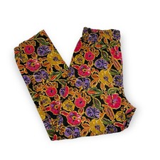 Vintage Girls 90s High Waist Elastic Waist Scrunched waist band Floral Leggings