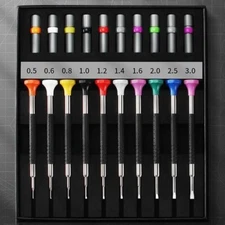 10 Watchmakers Ergonomic Stainless Steel Flat Screwdrivers Watch Repair Tool Kit