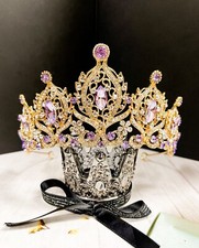 Purple Tiara and Crown for Women, Queen of Heart Crown, Princess Crystal Tiara