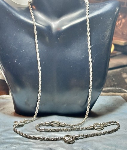 Vintage Retro Silver Tone Chain Necklace, 32" - Picture 6 of 6