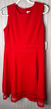 Calvin Klein Womens TANK DRESS 14 Red Zip Sleeveless Luxe Designer NEW $120