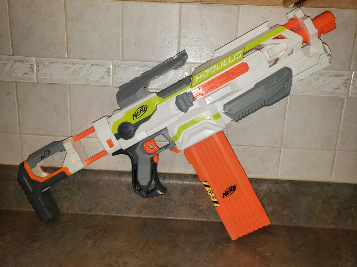 NERF N STRIKE MODULUS ECS 10 BLASTER GUN WITH 18 DART CLIP STOCK AND 18 DARTS