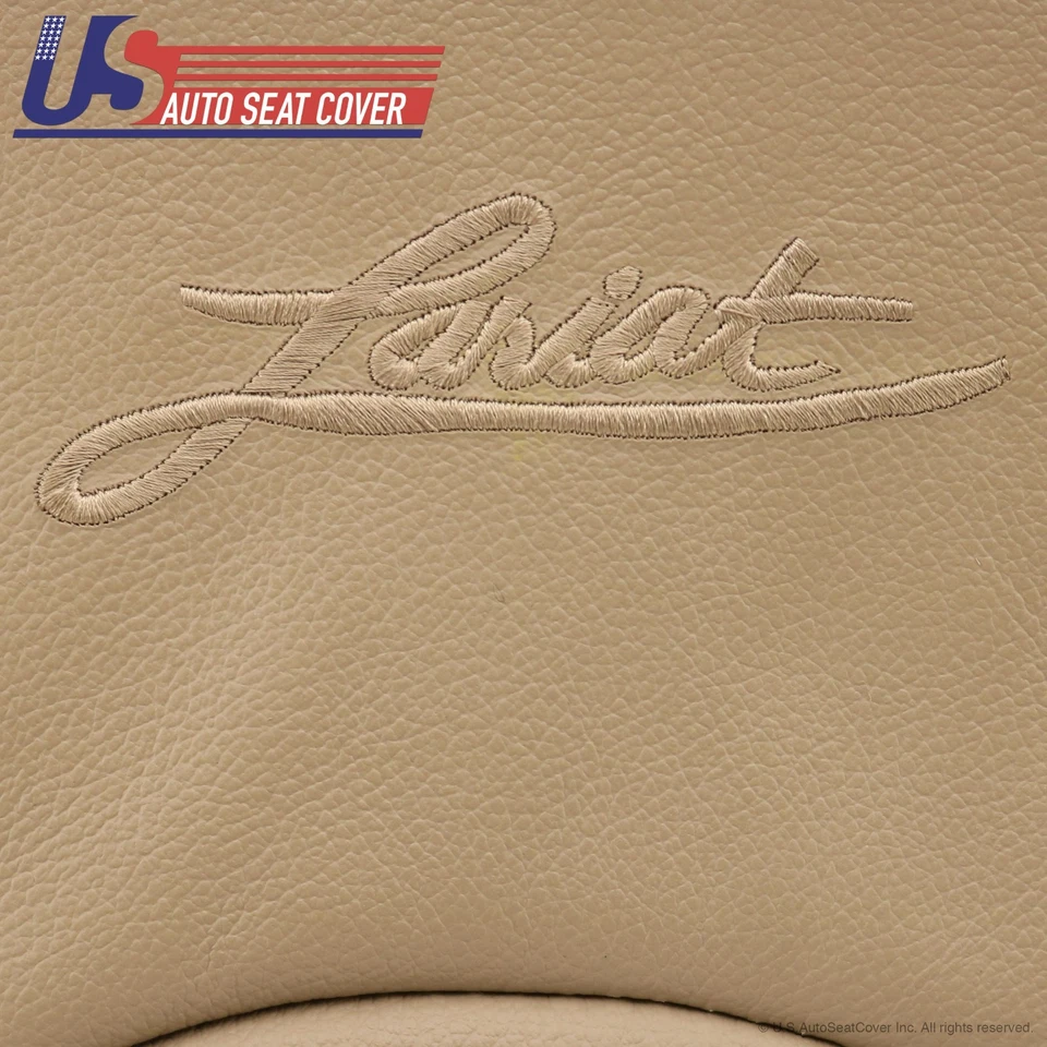 Кожаный чехол на сиденье верх-низ для водителя и пассажира 2000 Ford F350 Lariat желтовато-коричневый - Изображение 4 из 4