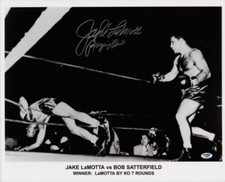 Jake LaMotta Raging Bull Boxer Autographed Signed 16x20 Photo PSA 17521