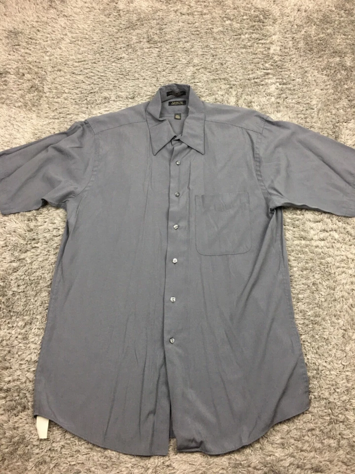 Camisa con botones Arrow Ultra Silk para hombre talla mediana gris manga corta Foto 3 de 4