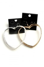Women's Fashion Heart Shape Rhinestone Hoop Earrings Gold Tone NWT