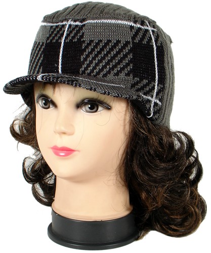 Women Warm Winter Pattern Knit Crochet Braided Baggy Visor Beanie Hat 3 Styles - Picture 2 of 39