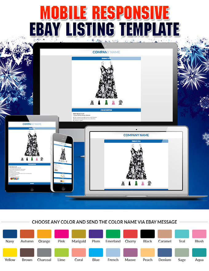eBay HTML Auction Template in Premium Responsive Theme Design for eBay ...
