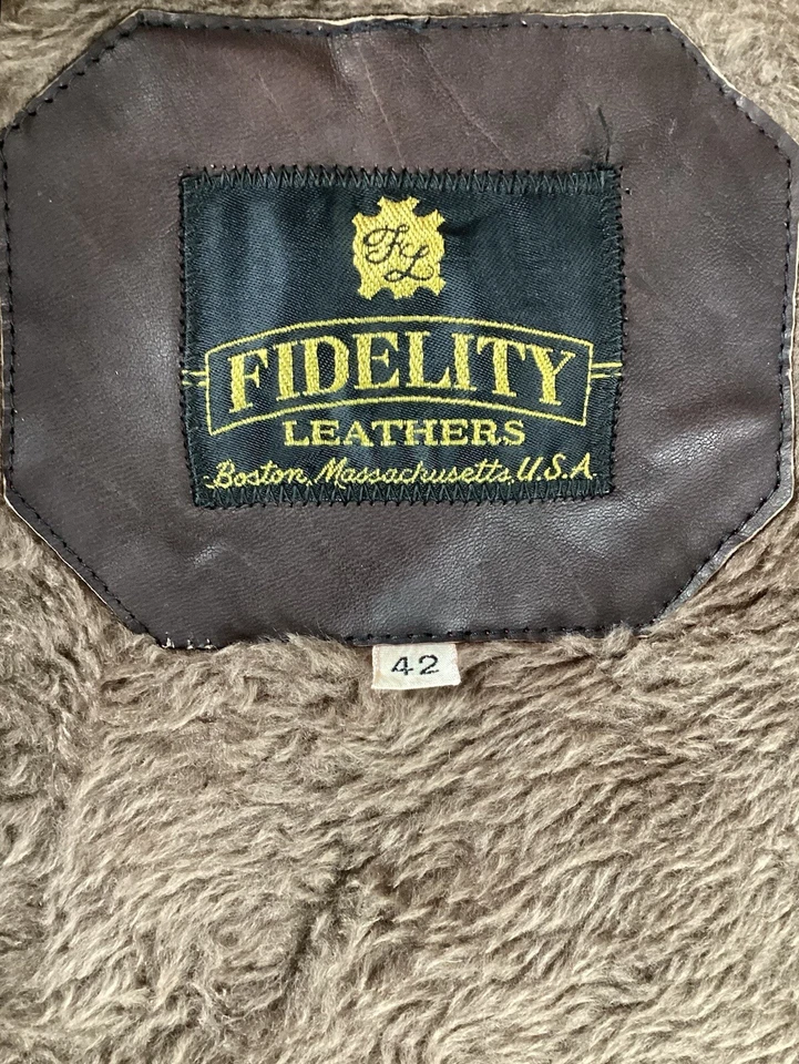 Chaqueta de moto vintage de cuero Fidelity con forro marrón talla 42 Foto 2 de 4