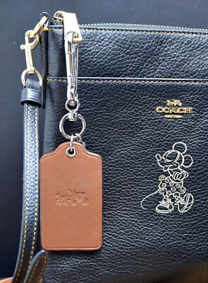 Coach Womens Horse and Carriage Saddle Leather Keyring Bag Charm