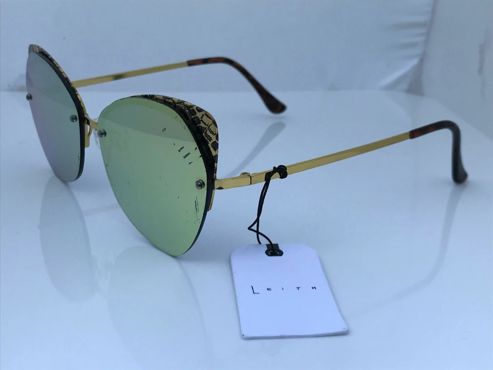 Gafas de sol Leith para mujer enchapadas en oro ojos de gato lentes espejadas LFT0187MI Foto 4 de 4