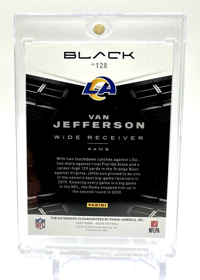 2020 Panini Black Rookies Copper Auto /25 Van Jefferson #128 Rookie Auto RC Rams - Image 2 of 2