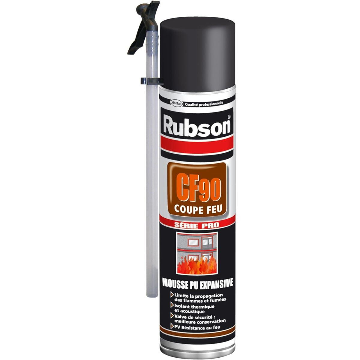 Mousse expansive Rubson PU CF90 coupe-feu 600 ml pour isolation thermique