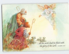 Postcard Numbers 14:21 Bible Verse Shepherds & Angel Art Print