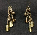Gold Glass Bead Wire Dangle Earrings Vintage Boho