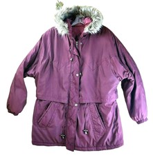 Karizma East Ltd. Women's 1x Full Zip Long Vented Puffer Coat Faux Fur Trim Hood