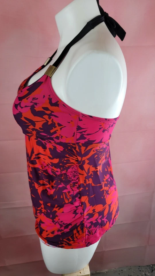 Liz Lange Maternity Side Ruched Halter Tie MulticolorTankini Top Size Large - Image 3 of 4