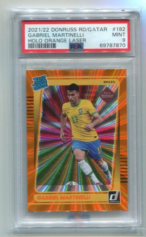 2021-22 Donruss Road to Qatar - GABRIEL MARTINELLI - Holo Orange Laser PSA 9