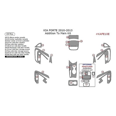 For Kia Forte 2010-2013 Remin KAFE10E-STBW Titanium Burl Wood Upgrade Kit 19 Pcs