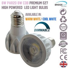 2x 8W PAR20 Dimmable E27 LED Ceiling spotlight Warm & Cool White Down Light Bulb