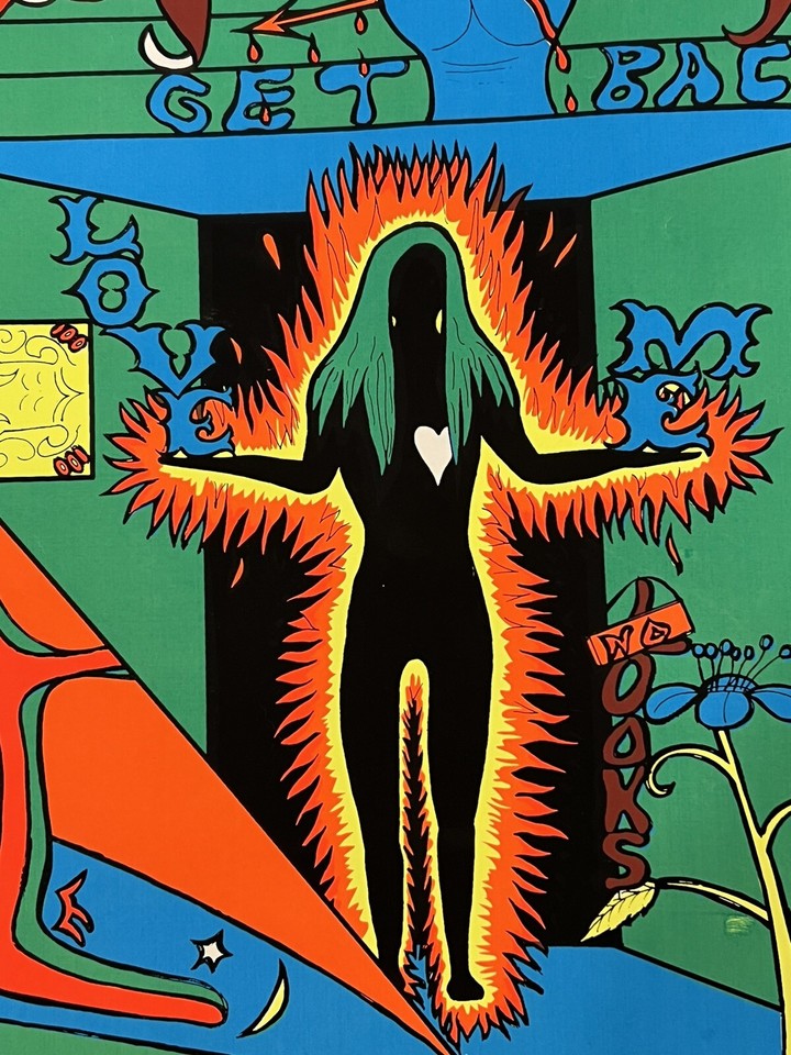 1971 HOUSTON Blacklight Poster 'SPEAK' Psychedelic Abstract Hippie Sign