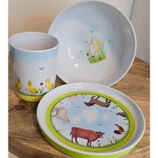 Reed  Barton Williamsburg Toddler Child  s 3 pc Melamine Dinner Set Farm Animal