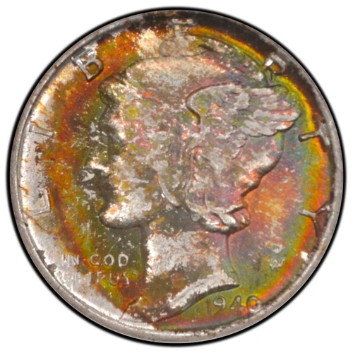 1940 10C Mercury Dime NGC MS66FB - Beautiful Rainbow Toning
