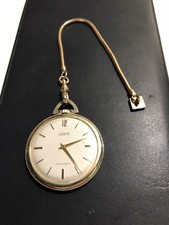 Swank Gold Tone Pocket Manual Winding Watch One Jewel Swiss Made