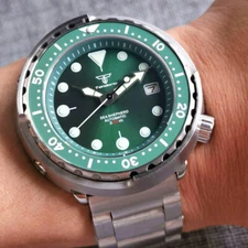 Tandorio Green dial Ceramic bezel Japan NH35A automatic Steel Diving Mens Watch