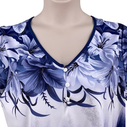 Blusa Top Mujer Noracora Blanco Azul Marino Floral Talla XL Manga Hombro Frío Cuello en V - Imagen 5 de 14