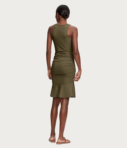 Michael Stars Zaria Shirred Mini Dress, Olive, Size S, NWT - Picture 3 of 12