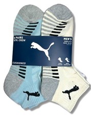 PUMA SOCKS MEN'S - QUARTER CUT - BLISS 253 - CTE CREAM LARGE 10-13 PACK 6 XX