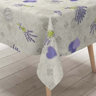 Wachstuch Tischdecke C146011 Lavendel Provence Herzen eckig rund oval
