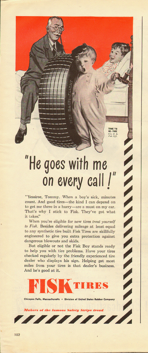 画材 1946 vintage AD for FISK Auto Tires 画材 1946 vintage