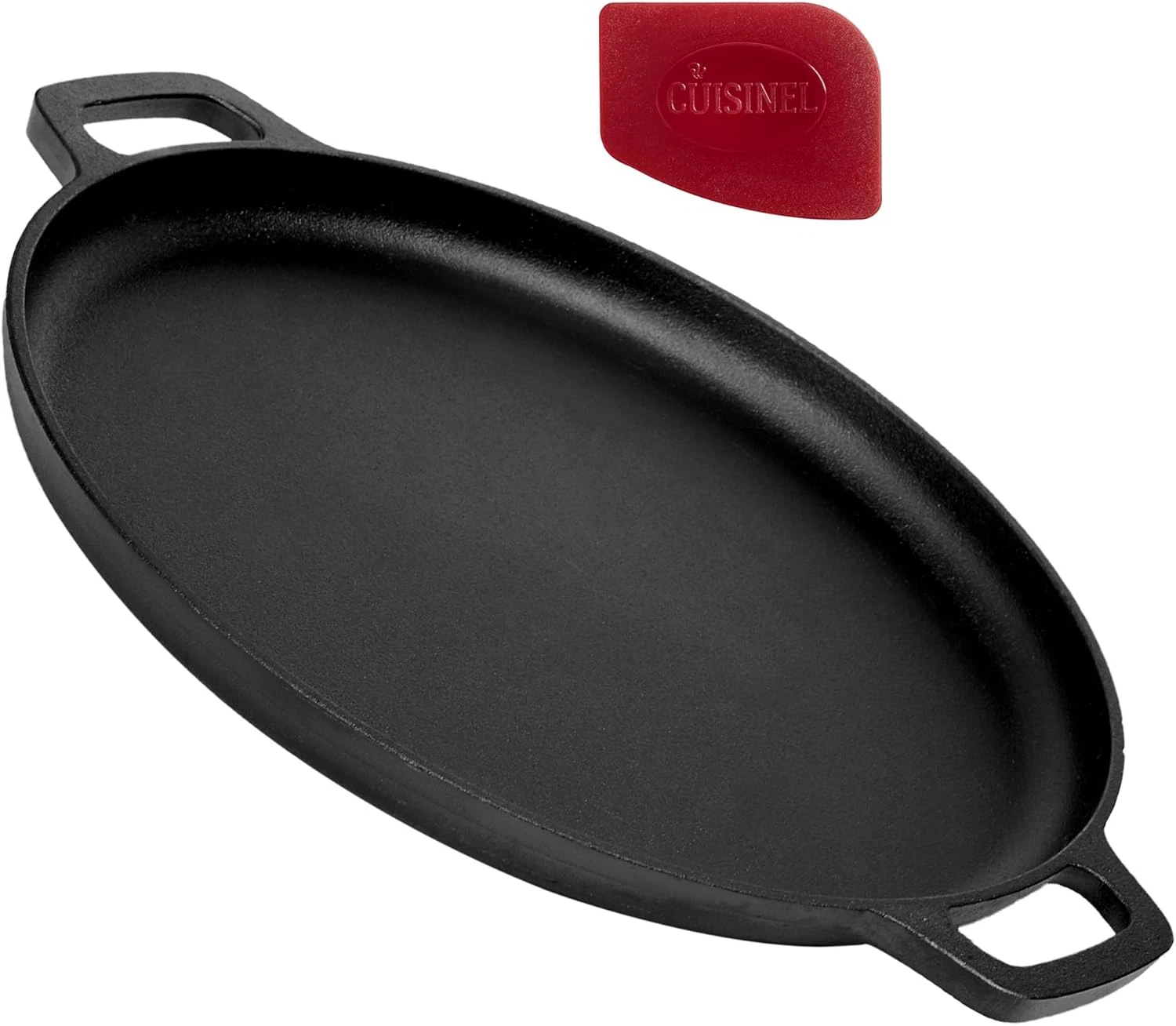 Cast Iron Pizza Pan 13.5-Inch – Pre-Seasoned round Baking Stone for Oven, Grill