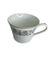 Empress China Renaissance 1025 Black Scrolls Leaves & Flowers  TEA CUP Vintage