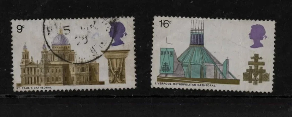GB QE 2 1969 British Architecture Stamps Set Royal Mail SG 796 5d SG 801 VFU - Image 4 of 4