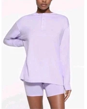 SKIMS Boyfriend Long Sleeve Henley Top Lily Modal Blend NWT