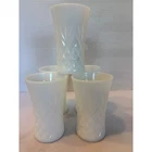Milk Glass Tumbler Diamond Quilted Pattern White Glass Juice Water Cup Vintage