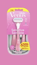 Gillette Venus Women's Sensitive Skin Pink Disposable Razors, 6 Count